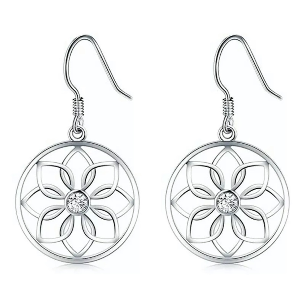 Fashion Jewelry Silver Drop Earrings Women Cubic Zirconia Gifts - Picture 1 of 2